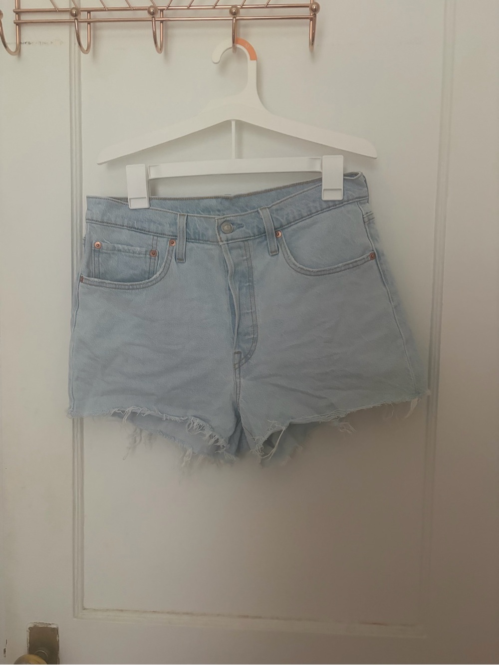 Levi's Light Blue High-Rise Denim Cutoff Shorts